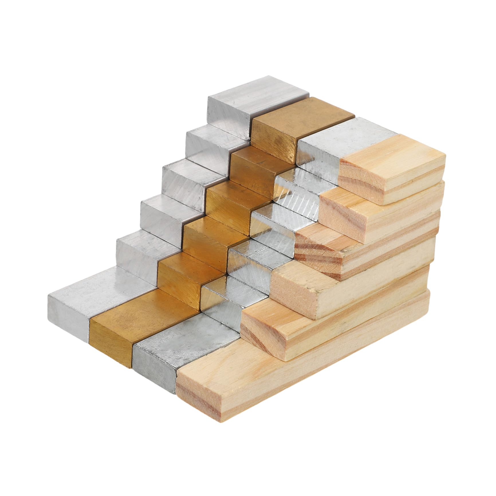 NUOBESTY 24pezzi Blocchi di Densità Scientifica per Istruzione di Multimateriale in Rame Ferro Alluminio e Legno per Esperimenti di Fisica in Classe e Laboratorio