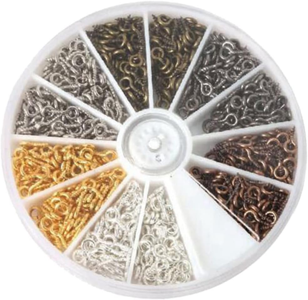 Gadpiparty 2sets Jewelry Making Supplies Screw Eye Bail Pins Threaded Durable for Art Projects and Corked Bottle Charms 600pcs*2