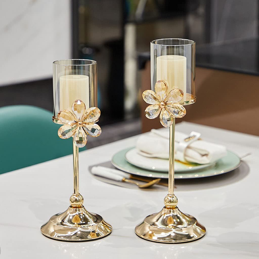 Kerzenständer Kerzenhalter Kerzenhalter, romantischer Home Couchtisch-Dekor-Herzstück Candlestick mit Glasbedeckung Candelabra for Hochzeitsfeier Tischdeko Wohnzimmer