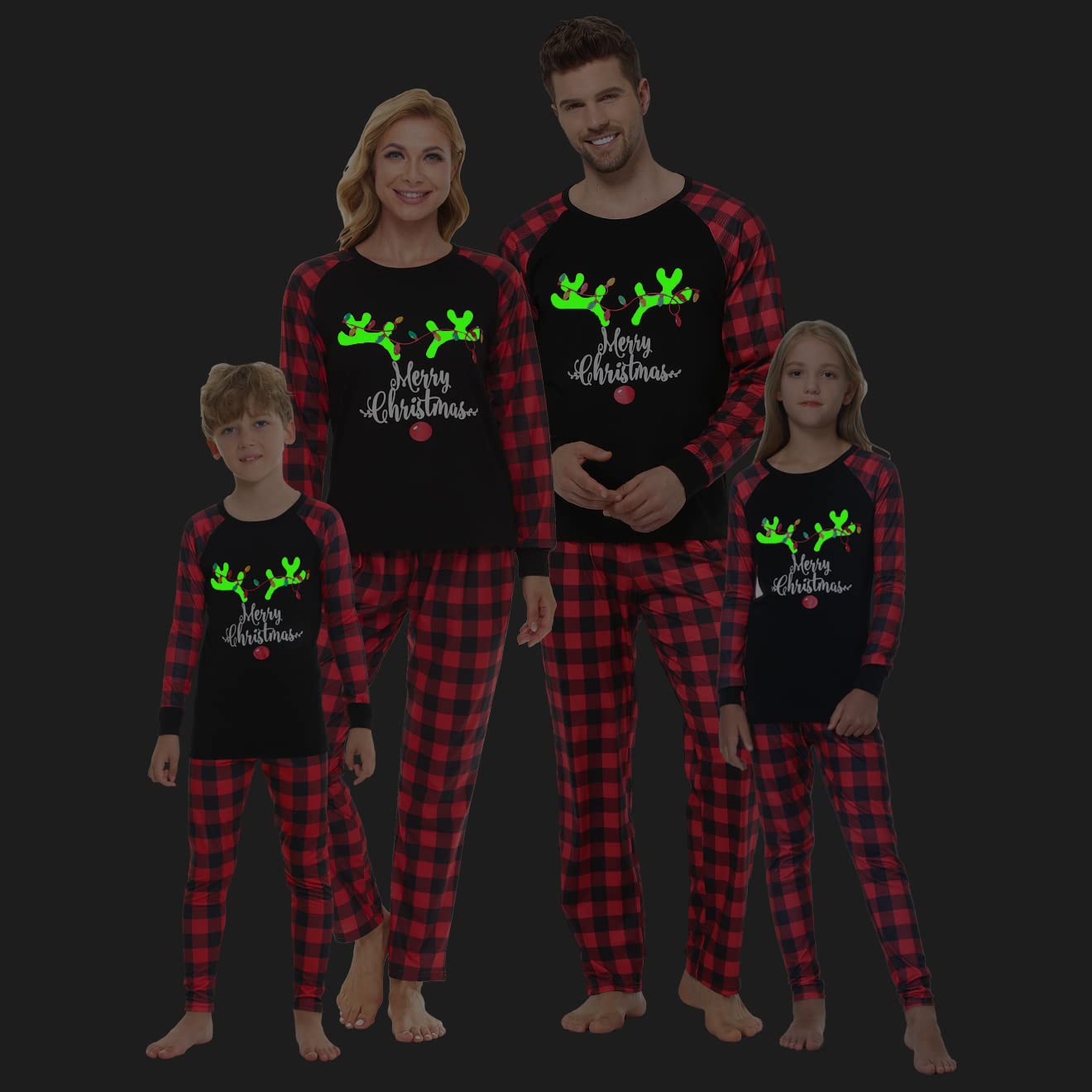 MyFav Family Matching Christmas Pyjamas Set Xmas Pjs Sleepwear Long Sleeve Nightwear for Womens Mens Girls Boys Kids