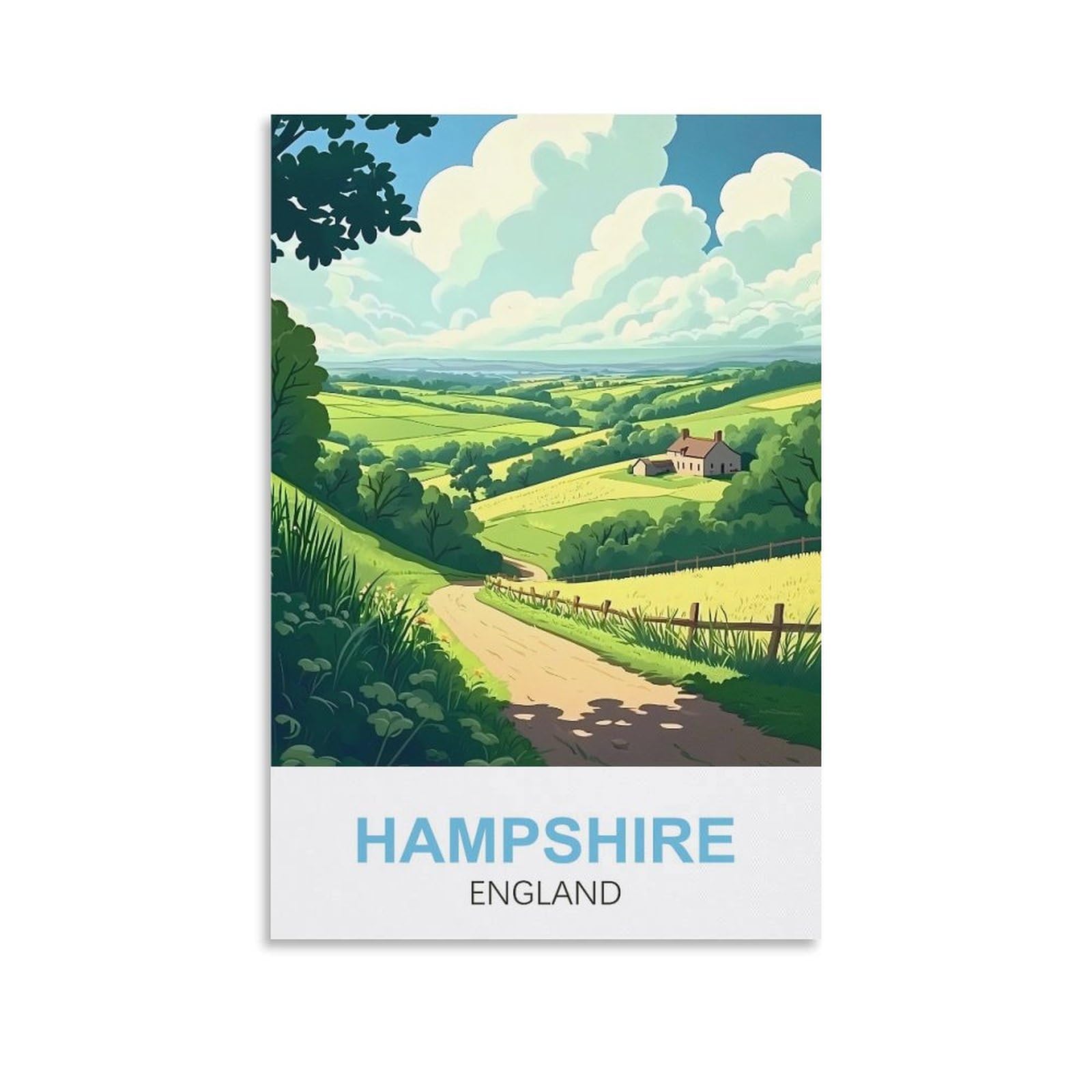 Clfmhnas Unframe-Style Hampshire England Vintage Travel Poster 08X12inch(20X30cm) Canvas Wall Art Prints