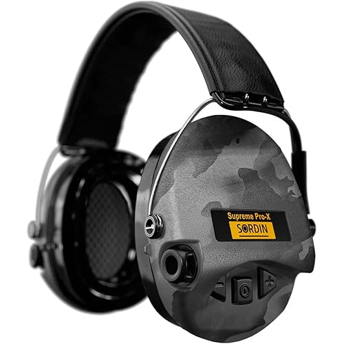 Sordin Pro-X LED Ear Muffs (Limited Night Camo Edition) - Active and Electronic Ear Defenders - Earmuffs for Hunting & Shooting