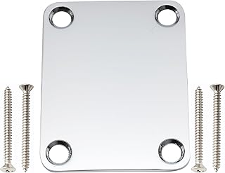 Musiclily Pro 4-Bolt Steel Neck Plate for Stratocaster Telecaster Electric Guitar or Bass, Chrome