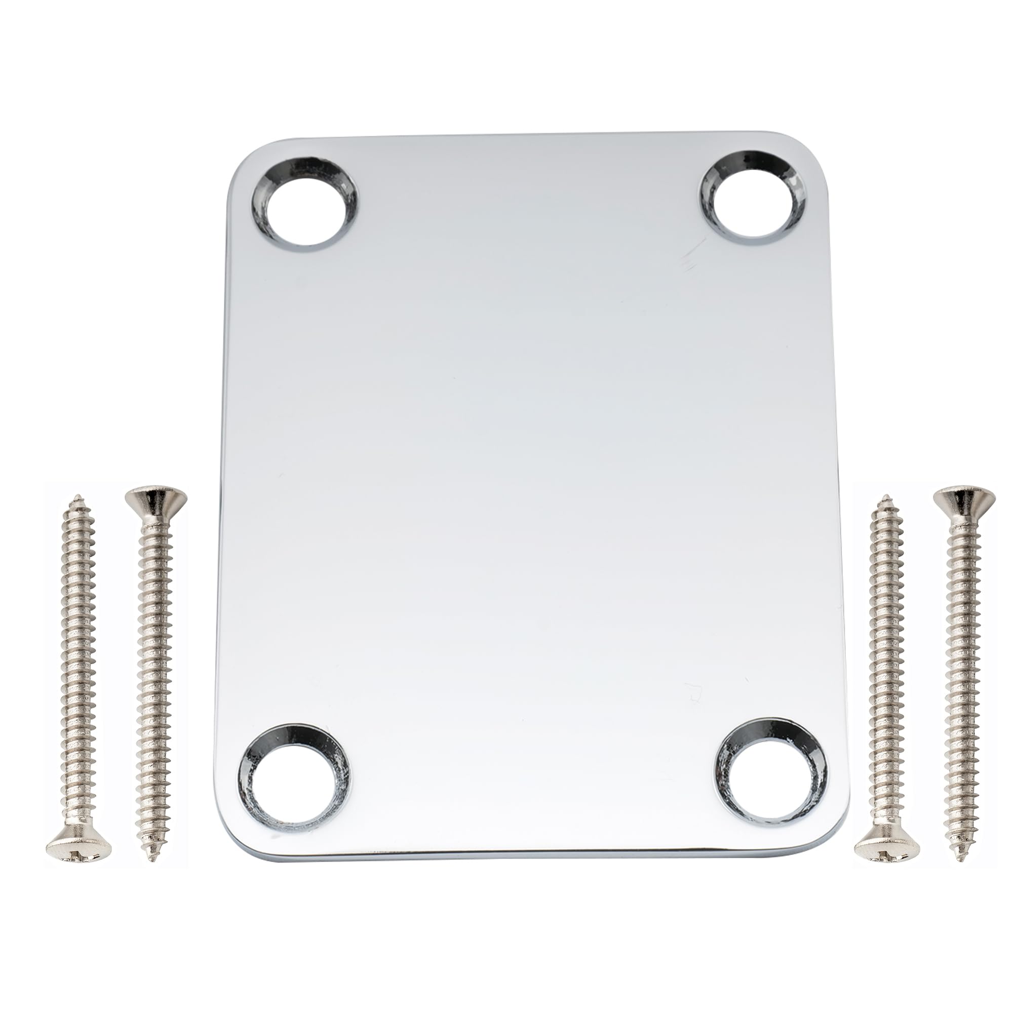 Musiclily Pro 4-Bolt Steel Neck Plate for Stratocaster Telecaster Electric Guitar or Bass, Chrome, 64 x 51mm (2-33/64" x 2-1/64")