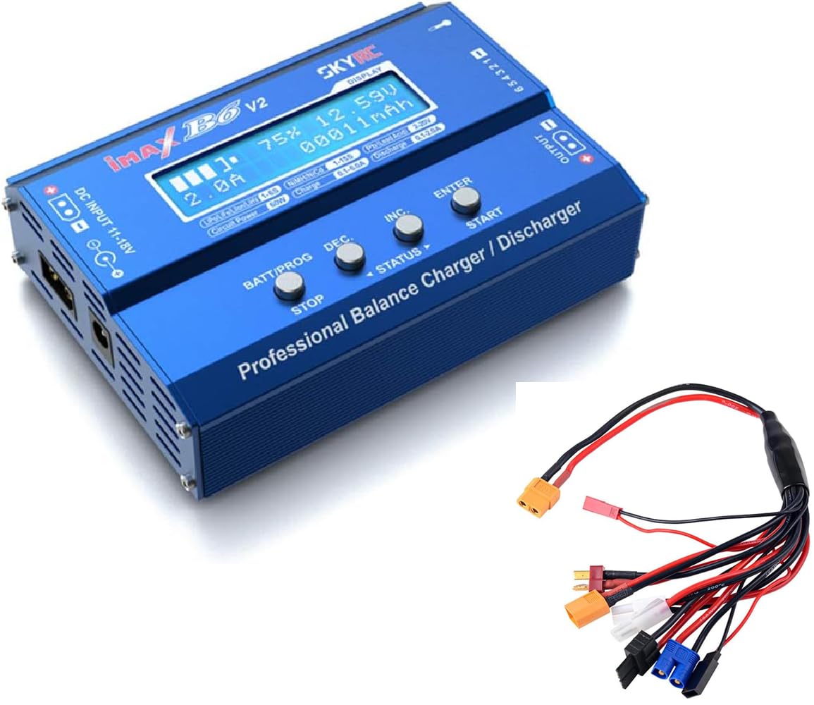 iMAX B6 V2 DC 60W 6A X60T RC Mehrere Akku Balancer Ladegeraet Entlader für 1S-6S LiPo Li ion Life LiHV, 1S-15S NiCd NiMh Pb AGM Ladegerät für DJI Drohne Inspire Auto Airsoft Spielzeug Batteries