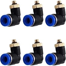Push to Connect Tube Fitting Male Elbow 6mm Tube OD x 5mm Thread Pneumatic Air Push Fit Lock Fitting Blue PL6-M5 5Pcs,Aicosineg