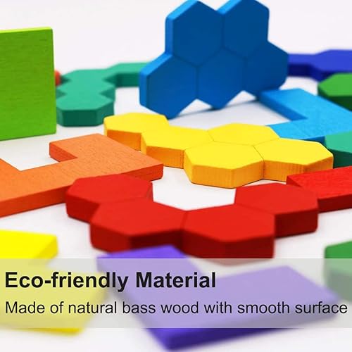 Miniatura 2 de Paquete de 2 rompecabezas de bloques rusos de madera + rompecabezas hexagonales para niños y adultos, rompecabezas de bloques de madera