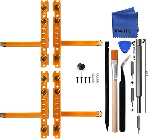 iParto 2 Pairs SL SR Left Right Button Key Flex Cable Replacement for Nintendo Switch/Switch OLED Joycon Flex Cable with Repair Tools Screws Springs