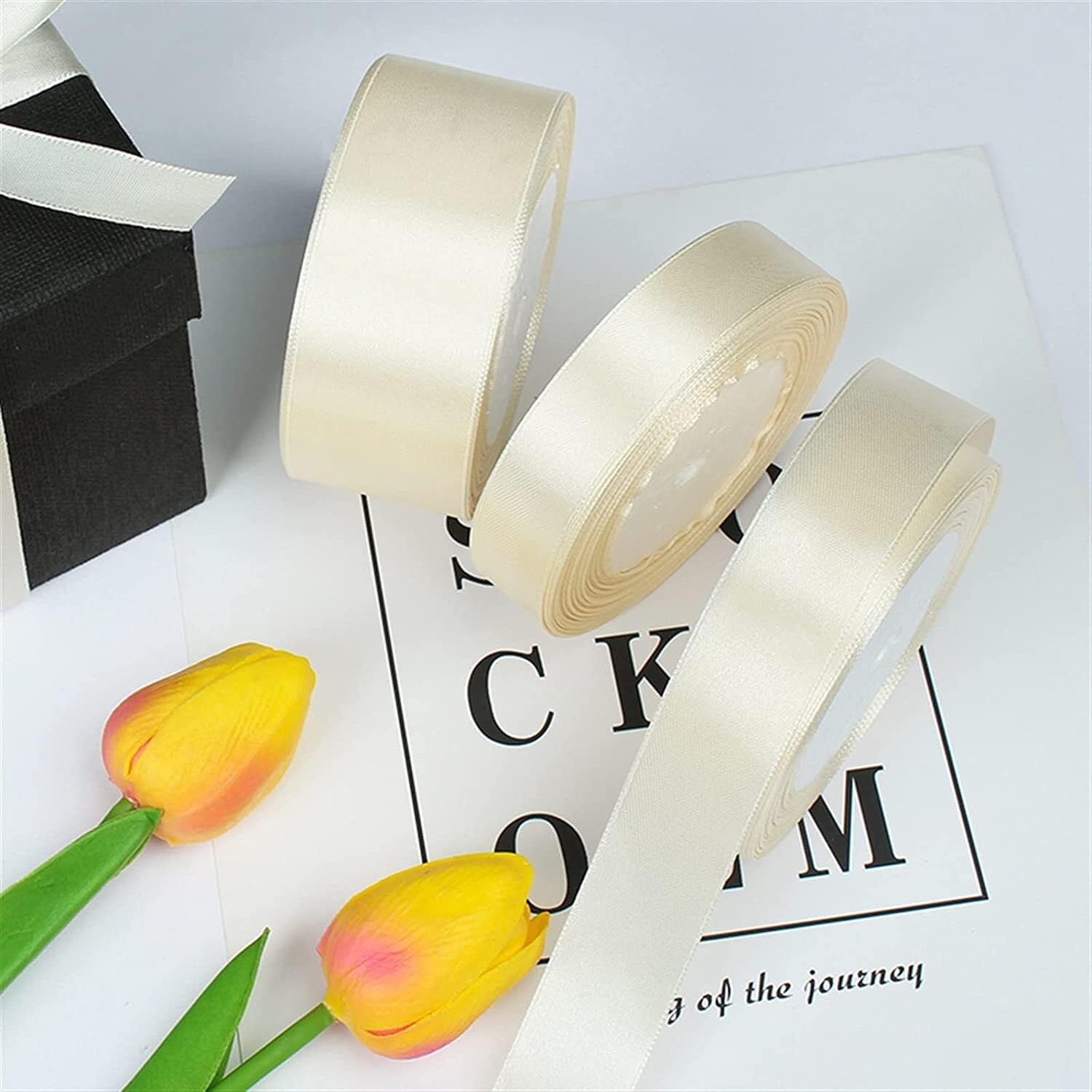 4 Rotoli di Nastro di Raso for Confezioni Regalo 6-75mm di Larghezza 22m/Rotolo Nastro for Confezioni Regalo Fiocchi di Nastro Artigianali for Fiocchi for Capelli, Rifiniture, Cucito e Altri Progetti