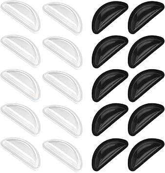 10 Pairs Self-Adhesive Silicone Glasses Nose Pads, Black and White