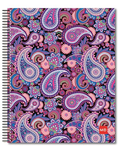 Miquelrius Medium Spiral Bound Notebook, Purple Paisley (6.5 x 8, 4-Subject, College Ruled)