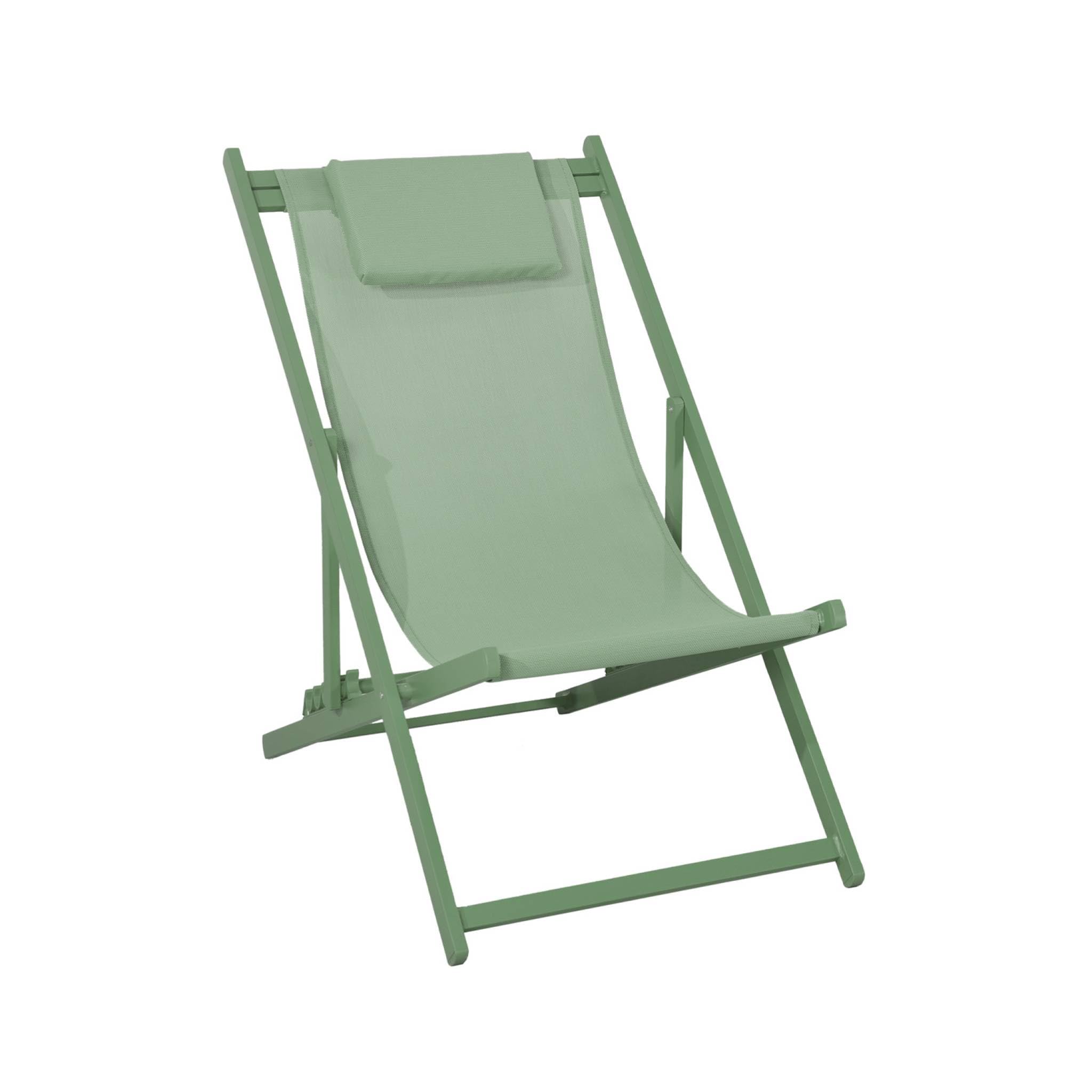Set 2 sedie sdraio in alluminio textilene multiposizione Verde - 99x88.5x58 cm