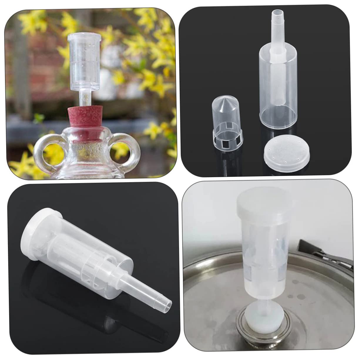 Luxshiny Brewing Airlock Kit 3 Sets of Airlocks for Fermenting Brew One-Way Valves Check Valves for Wine Beer Making