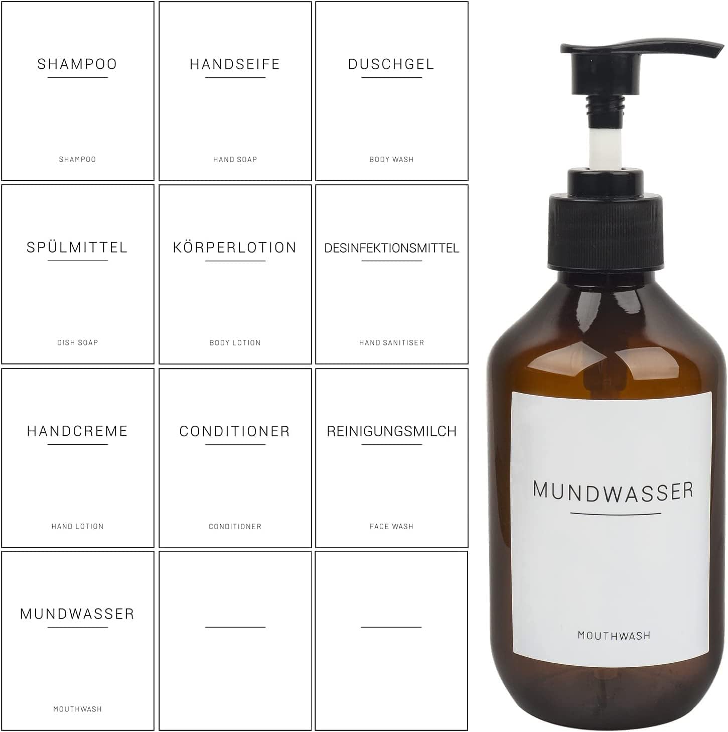 Pack of 22 Waterproof Bottle Label Stickers Label Soap Dispenser Stickers for Kitchen Bathroom