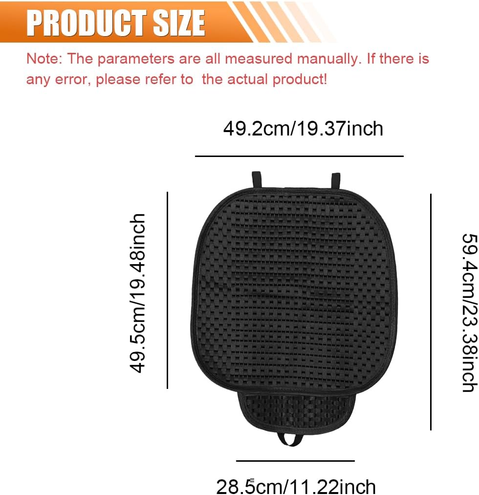 2PCS Ice Silk Car Seat Cushion, Breathable Cooling Anti-Slip Car Seat Protector Cushion with Storage Pocket, Universal Comfort Front Drivers Seat Cover Pad for Cars SUV Truck Interior (Black) image 2