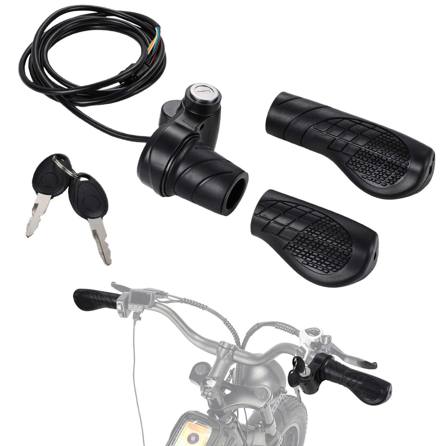 Acceleratore Torsione Bici Elettrica Acceleratore Manubrio Della Bici Elettrica Pneumatici Larghi Cavo per Ridstar Q20 Ebike Nero