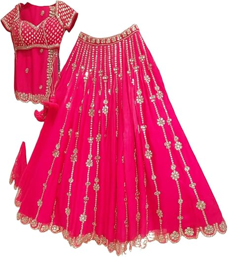 Muktsarfab Women's GeorgetteSFver-154Unstitched Designer Lehenga for Women – Premium Silk Lehenga with Zari & Stone Work, ...