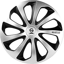 SPARCO SPC1673SVBK Sicilia Wheel Covers, Silver/Black, Set of 4, 16\"