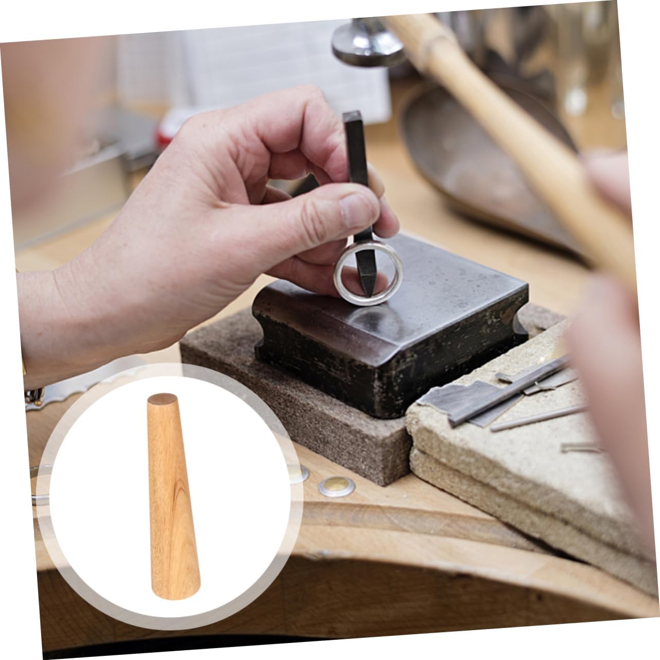 CORHAD Wooden Jewelry Making Round Bangle Mandrel Bracelet Mandrel Tools for Jewelry Repair