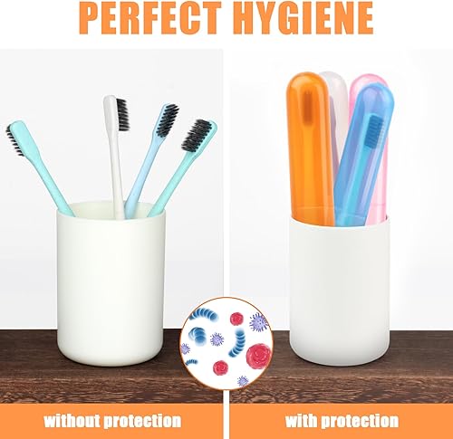 Miniatura 5 de Paquete de 6 fundas para cepillos de dientes de viaje, soporte portátil transpirable para cepillos de dientes, contenedor de plástico para viajes,