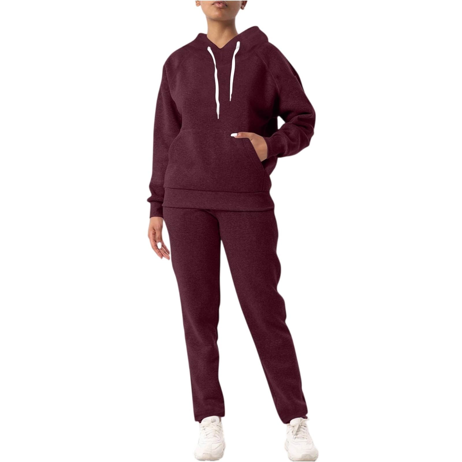 Sweat Suits for Womens 2 Piece Loungewear Sets Woman Fall Casual Hoodies and Pants Tracksuit Matching Lounge Set