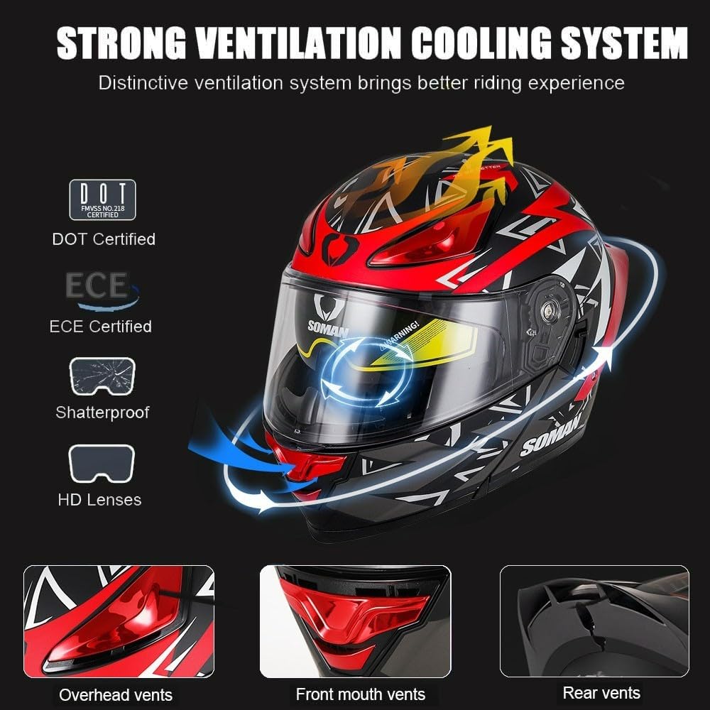 HALYING Casco De Motocicleta Bluetooth Aprobado Por DOT, Modular