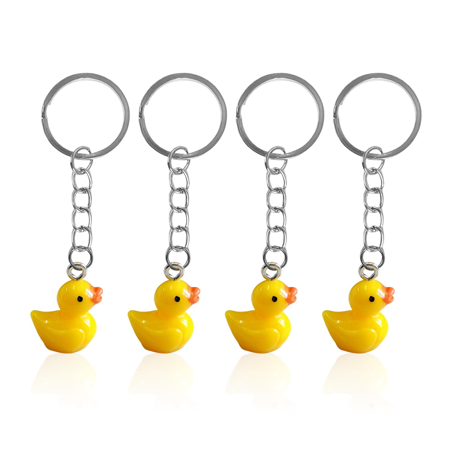 Vehyegoi Unisex Yellow 4 Pieces Of Little Duck Keychains, Creative Cartoon Keychains, Mini Duck Keychains, Cute Decorative Pendants