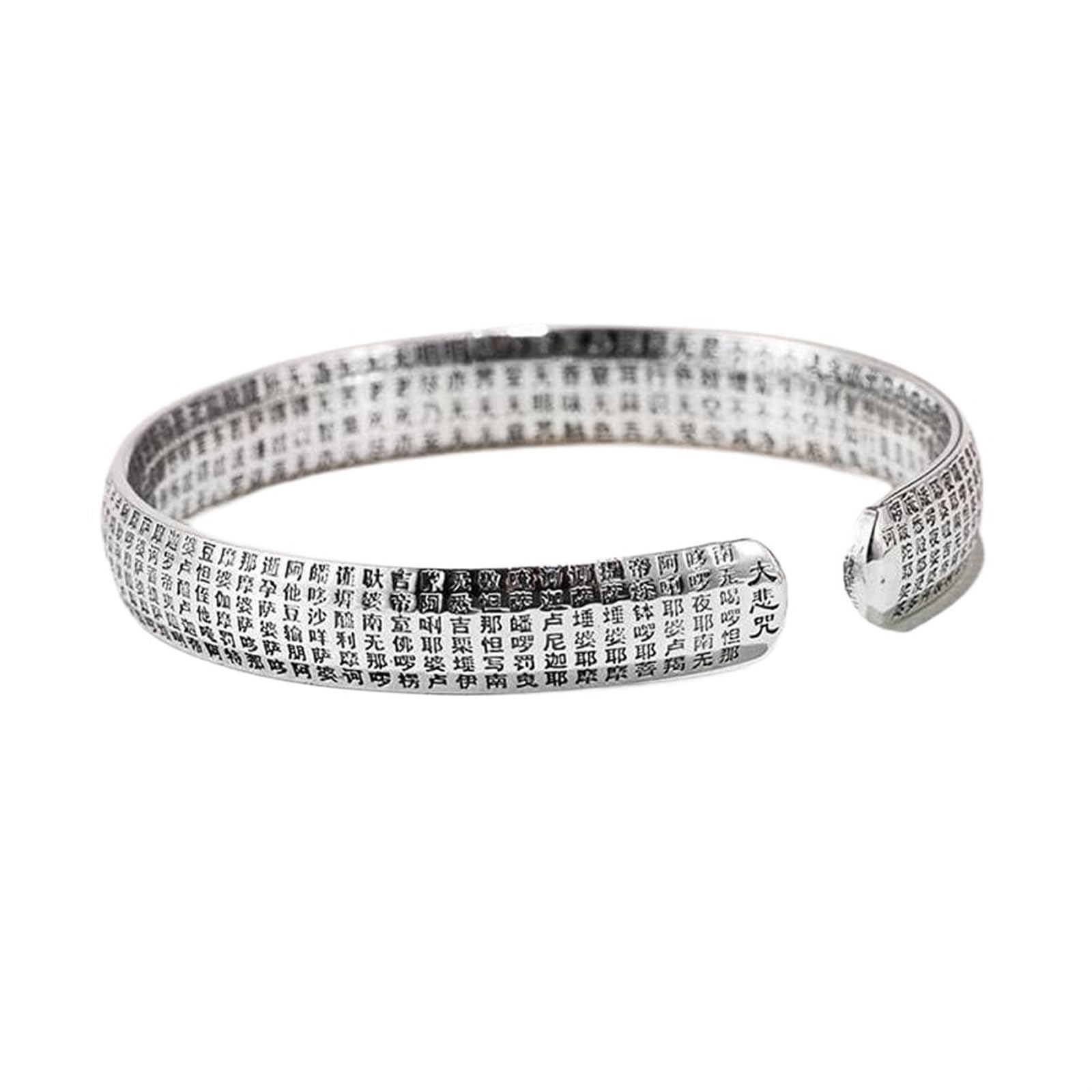 Bracciale in argento, bracciale rigido alla moda, braccialetto in argento S999 Bracciale aperto semplice femminile buddista con scrittura in argento. I braccialetti possono essere regalati a qualcuno