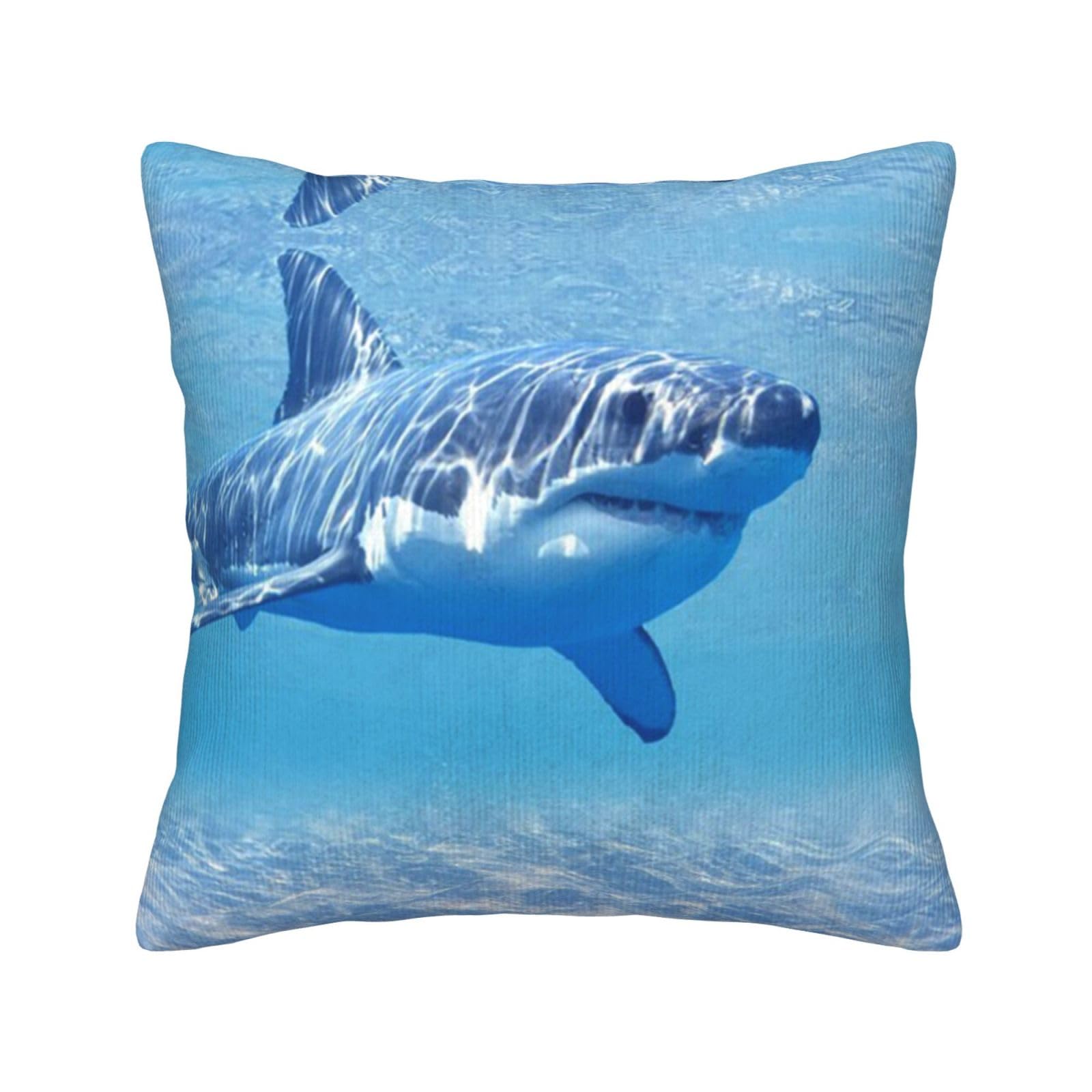 Housse de coussin imprimé baleine velours côtelé décoration maison