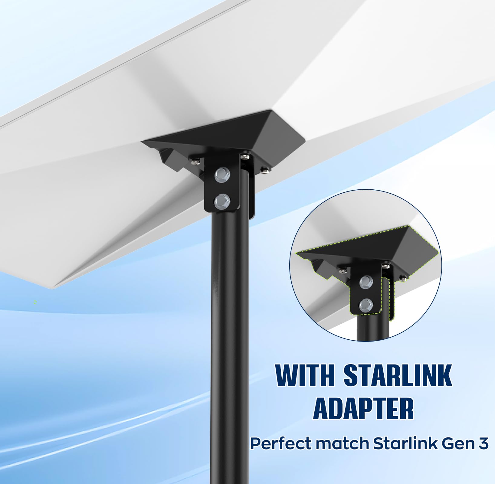 Kit de montage Starlink Gen 3, Poteau de sol Starlink Gen 3 de 2,3 m avec adaptateur de tuyau, Kit de montage sur poteau Starlink pour extérieur de jardin
