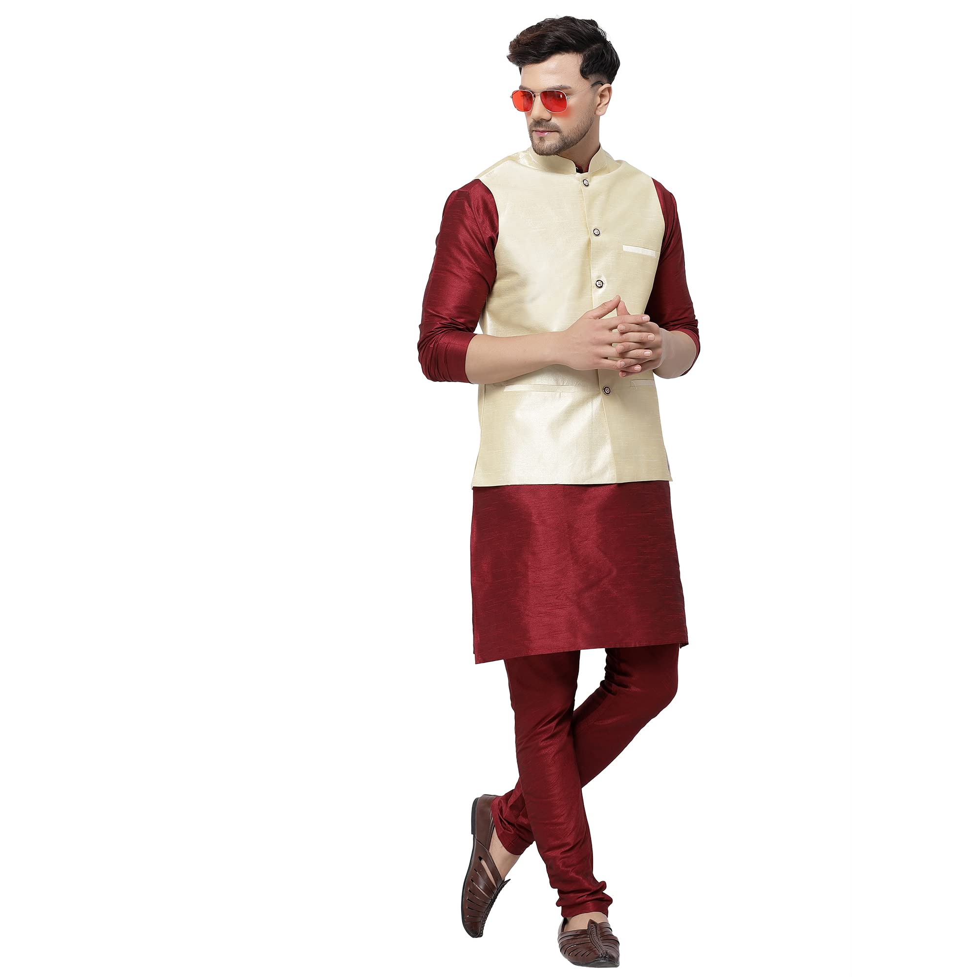 ts lifestyle Men's Solid Kurta Pyjama & Nehru Jacket Set.-picture-39