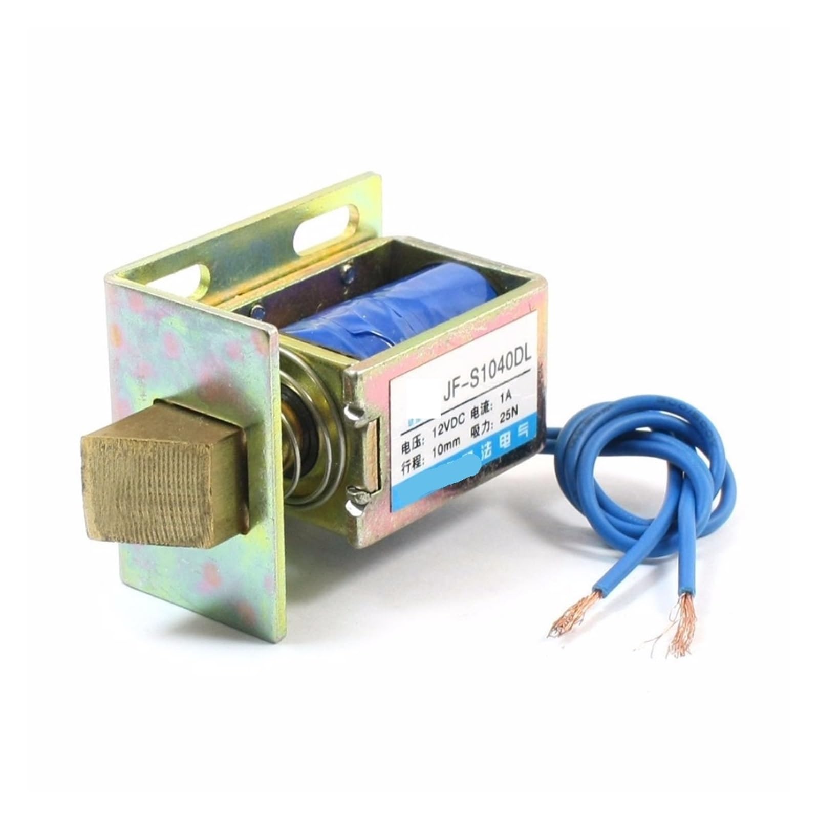KOKYLEZN Door Lock Solenoid Electromagnet 12V DC 1A 10mm Stroke 25N 2.5Kg 5.5LB Force Open Frame Type JF-S104DL