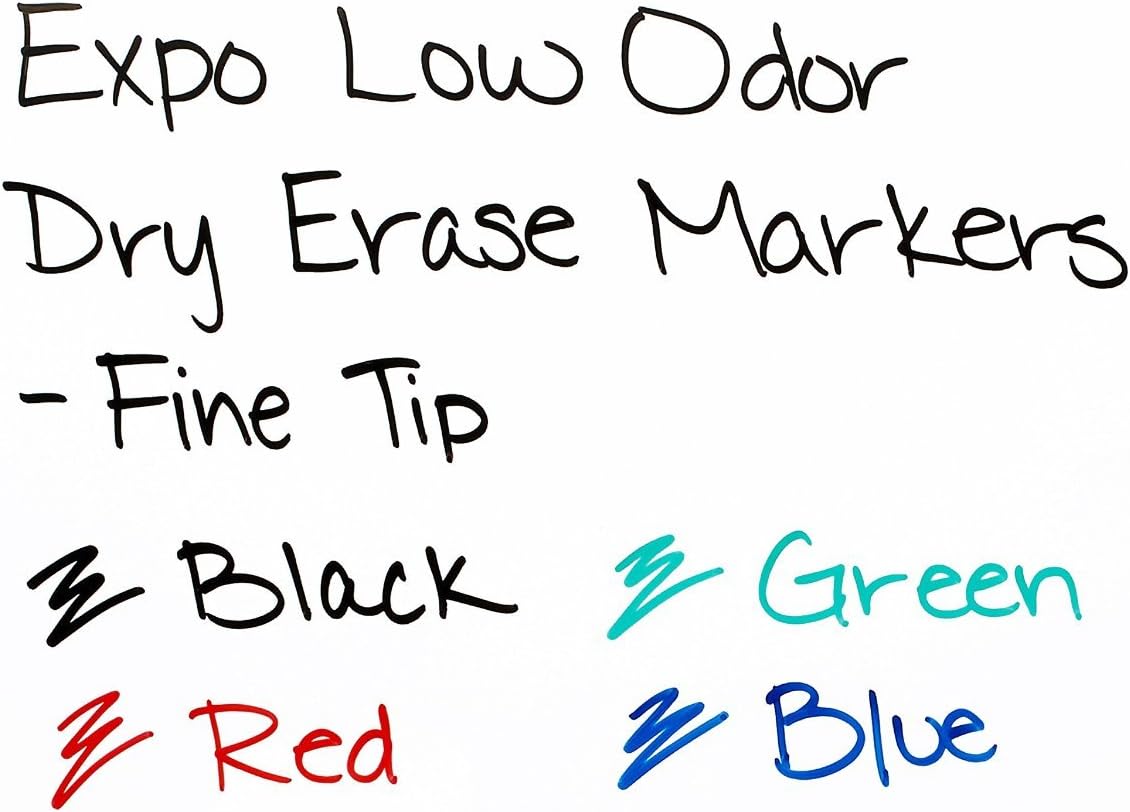 Expo Low-Odor Dry Erase Markers, Fine Point, 12-Pack, Assorted Colors