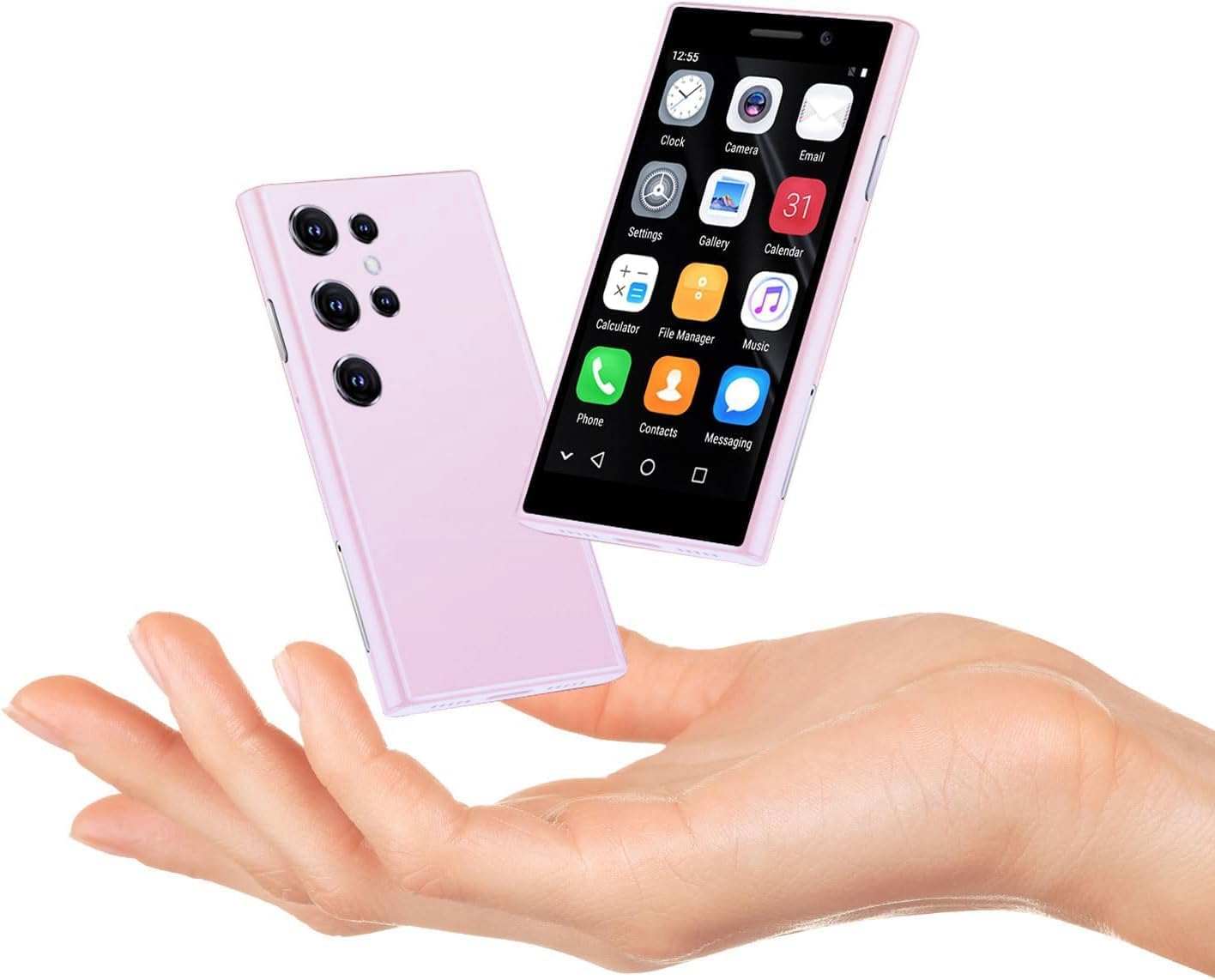 Mini Smartphone 4G Unlocked, 3.0 Inch Dual SIM Face ID Best Gift for Kids Phone, Child Small Student Pocket Cellphone, 2+16GB (Pink)