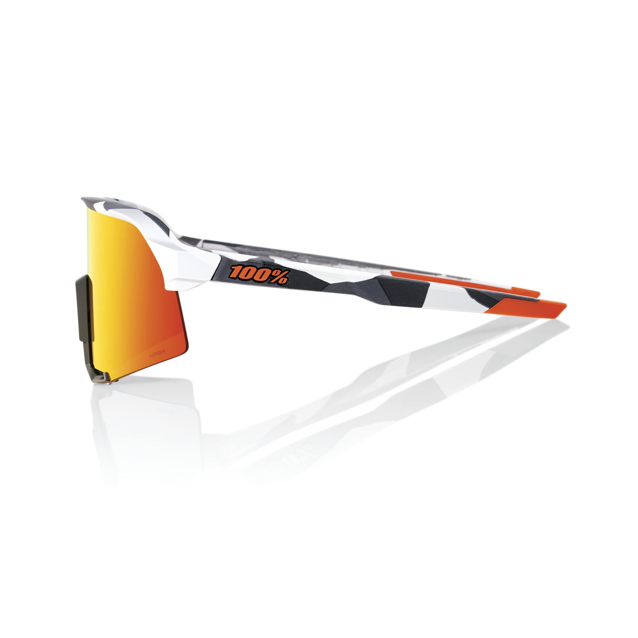 Occhiali da ciclismo 100% S3 Soft Tact Grey Camo, Bianco/Nero/Arancione, Lente Arancione/Rosso