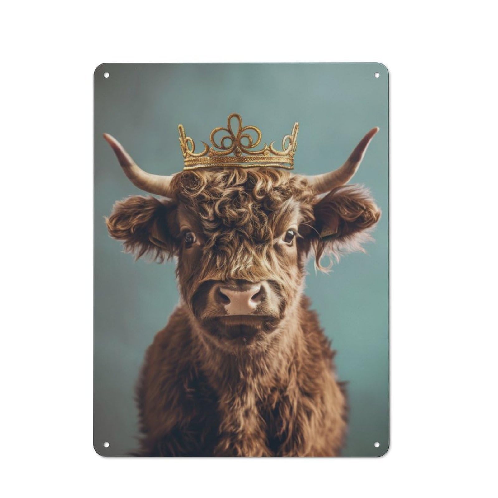 Junmoney Yak King Pastel Crown Classic Metal Sign 40X30cm Featuring Bar Wall Plaque For Diner, Restaurant, Shed Or Kitchen