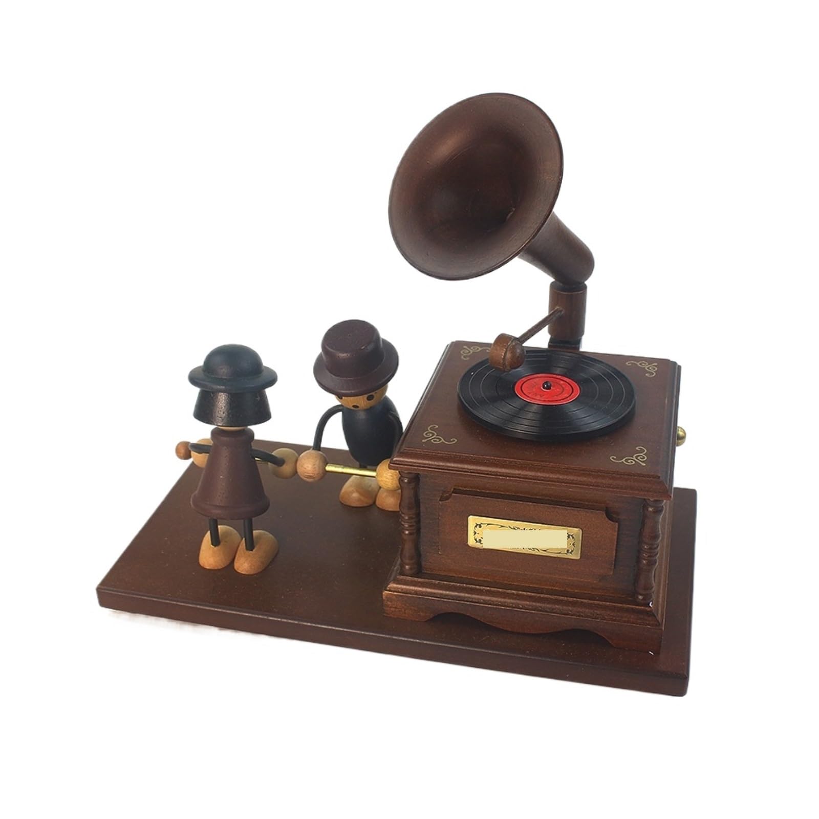 Caja De Música Decorativa Fonógrafo De Madera con Forma Pareja, Caja Música Creativa Cuerda, Obra Arte Decorativa Recuerdo Musical