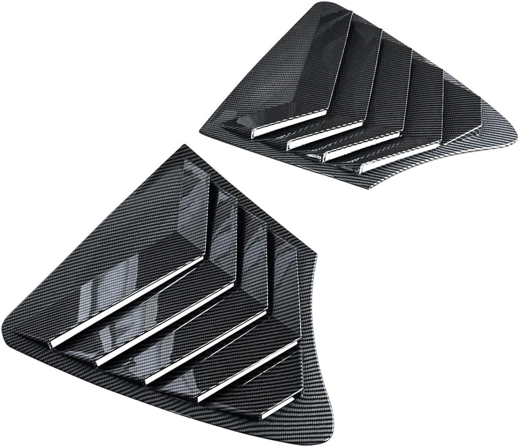 NINTE Rear Side Window Louvers for 2014-2023 Infiniti Q50 Carbon Fiber Style Air Vent Scoop Shades Cover Blinds Trim Exterior Accessories Sport Style 2pcs
