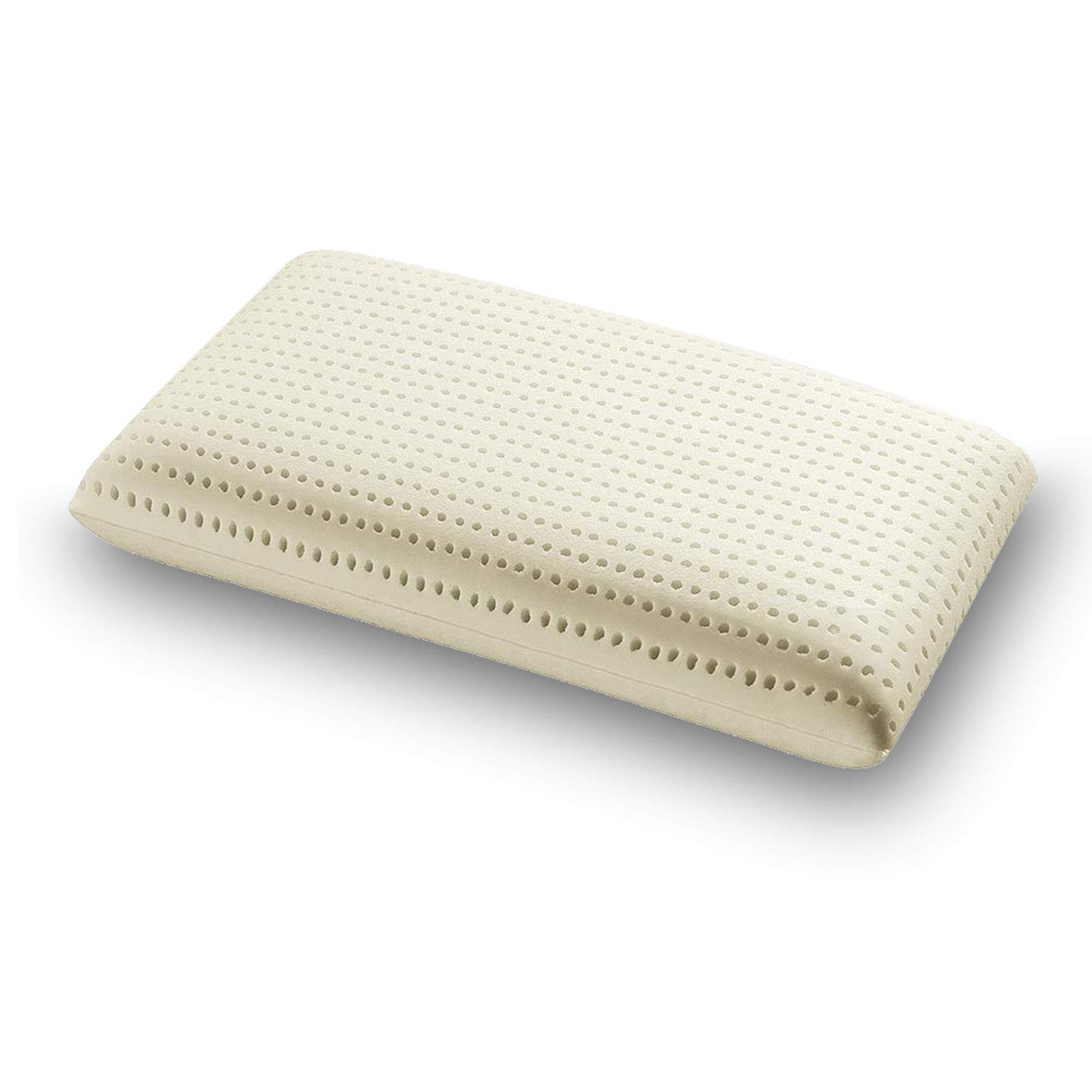 Coppia cuscini in Lattice Naturale, 74x42 Alto 10 cm saponetta Forato con Fodera in Jersey 100% Cotone - Guanciale Lattice TALALAY Anallergico