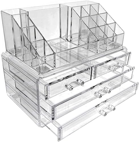 Miniatura 4 de OnDisplay Estuche de almacenamiento de cosméticos y joyas, diseño de 4 cajones, perfecto para tocador, encimera de baño o aparador