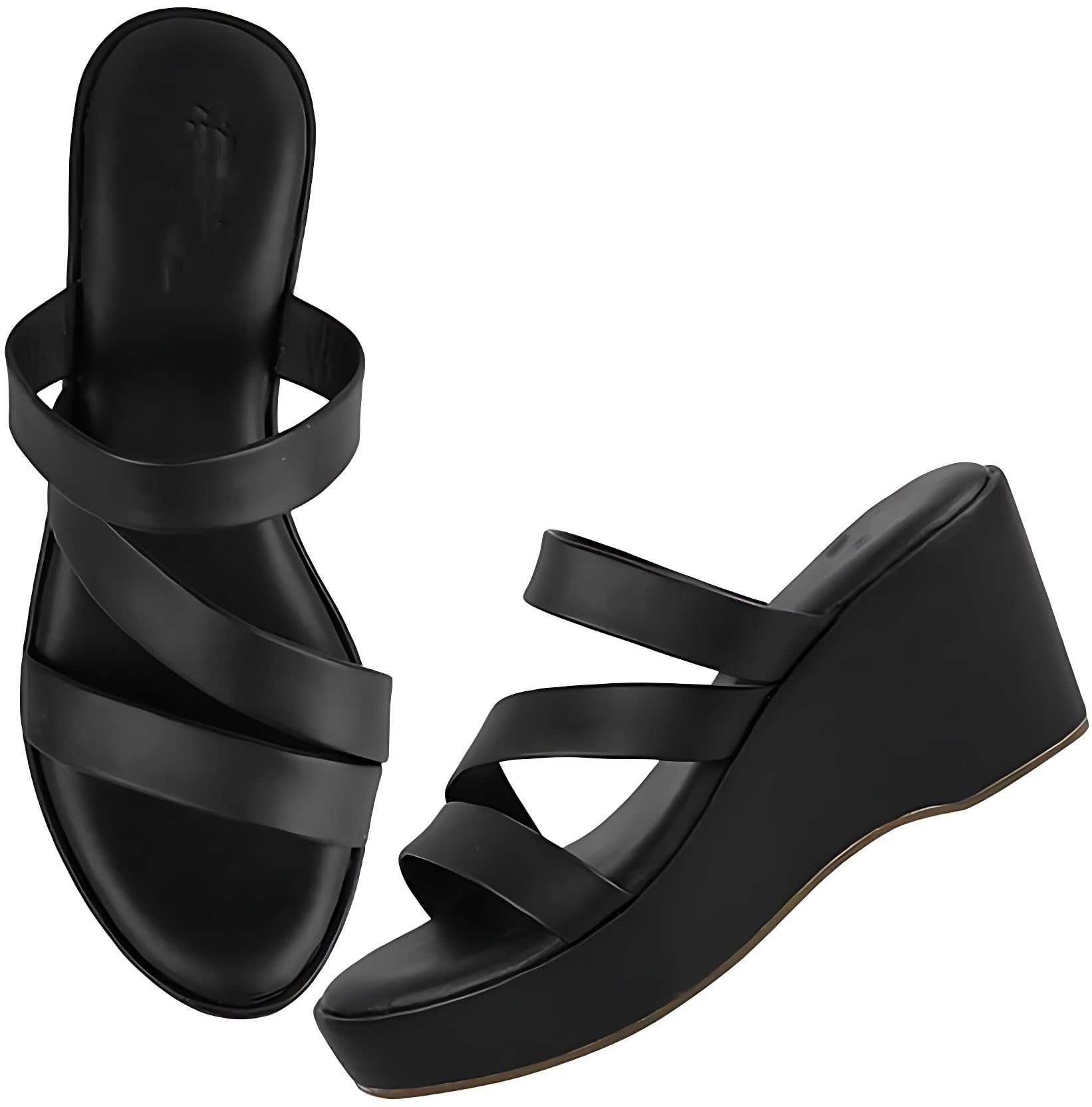 TRYME Stylish Fashionable Comfortable Sole Casual Wedges Heel Fashion Sandal For Womens And Girls, Black, Size_4 (B0CC9PBLRP) Amazon Price History, Amazon Price Tracker