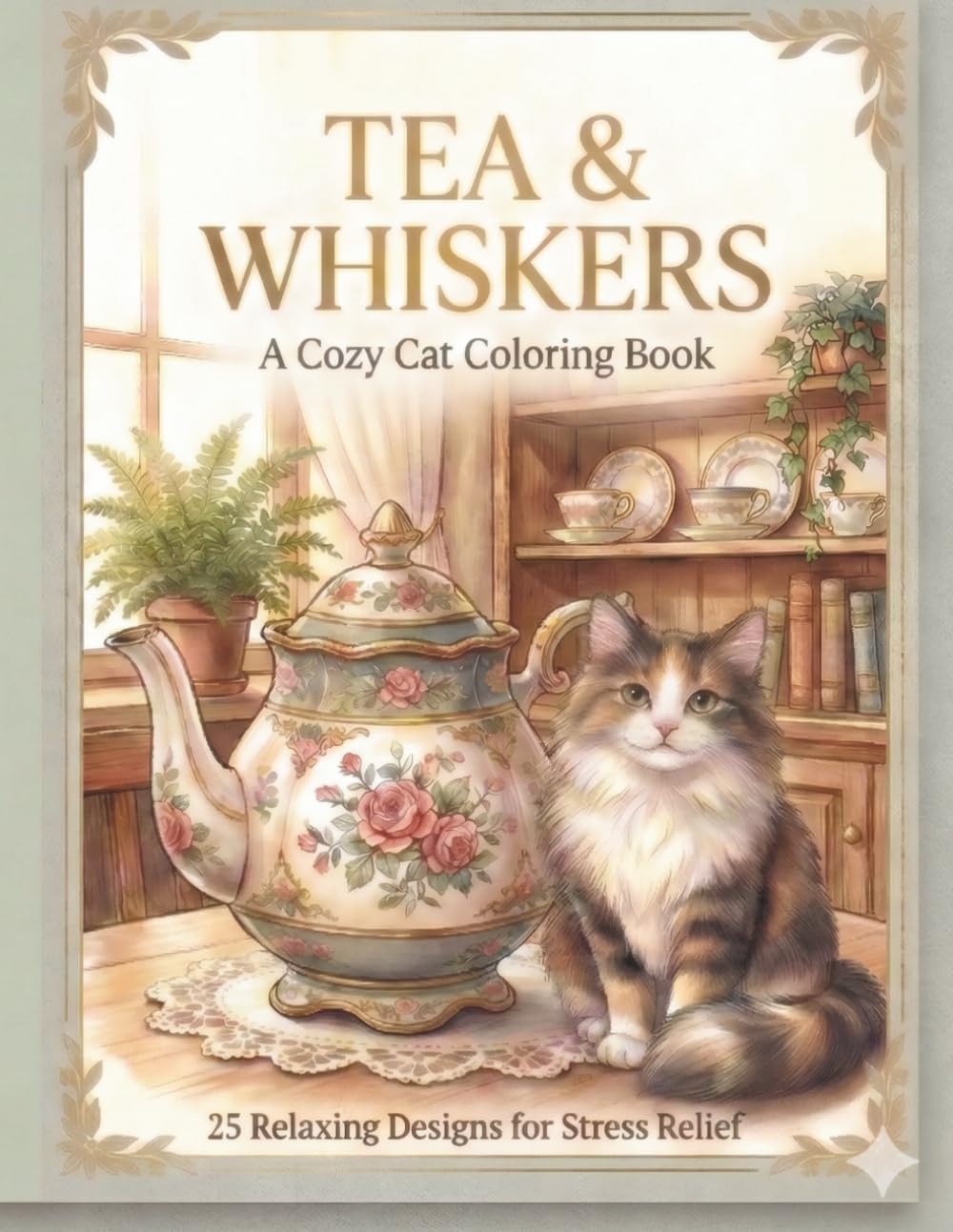 Tea & Whiskers: A Cozy Cat Coloring Book for Women – 25 Relaxing Designs (Whiskers Coloring Series)