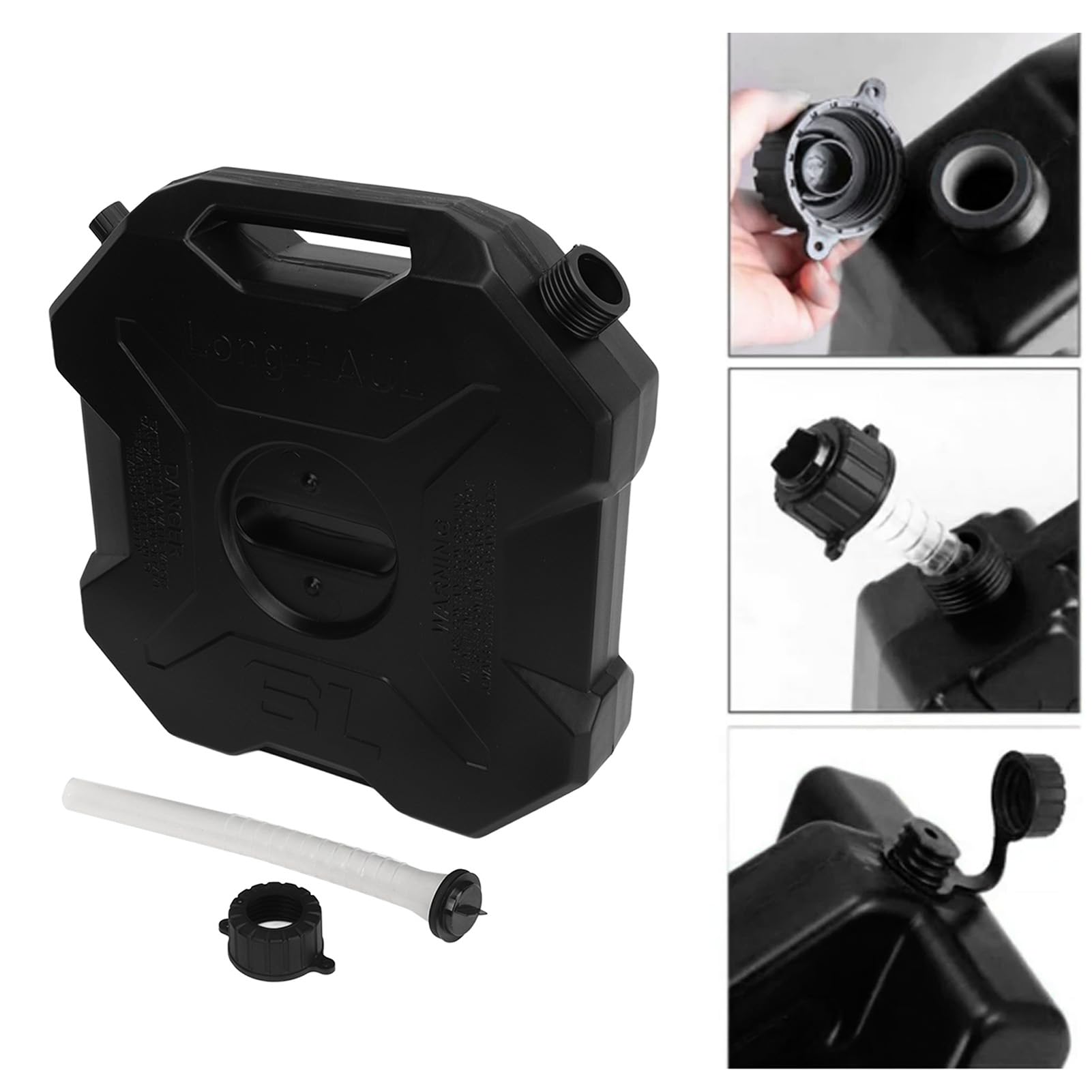 Kraftstoffvorratstank, 6 l, 1,6 Gallonen, schwarzer Benzinkanister, Benzinbehälter, Backup-Heizöltank für Motorrad, UTV, ATV, Geländewagen (Ohne Halterung)