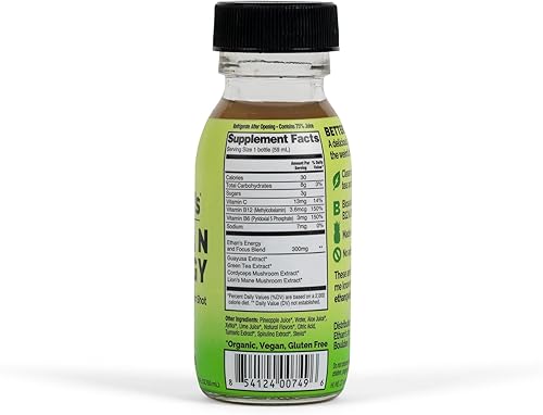 Miniatura 4 de Ethans Organic Energy Shot sabor a piña vegano sin gluten extracto de té verde Guayusa aumento de cafeína suplemento de enfoque de vitamina C B6 y