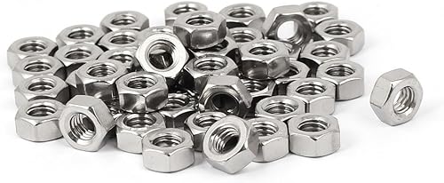 uxcell Tuercas hexagonales, M2.0.197x0.018 in UNC 304 Rosca de acero inoxidable Tuerca hexagonal 50pcs