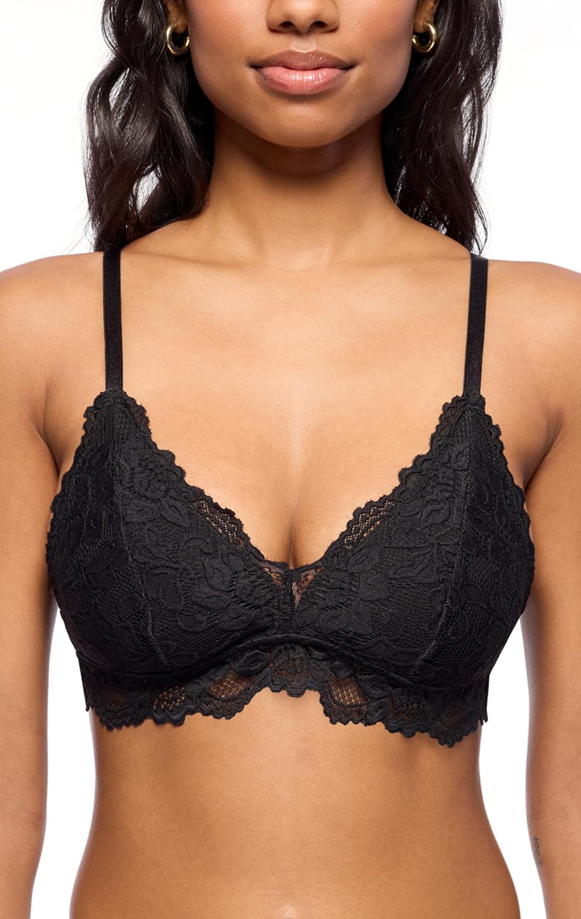 Katie Triangle Bralette for Women, Unpadded and Unlined Wireless Bra, Perfect Adjustable Everyday Lace Lingerie