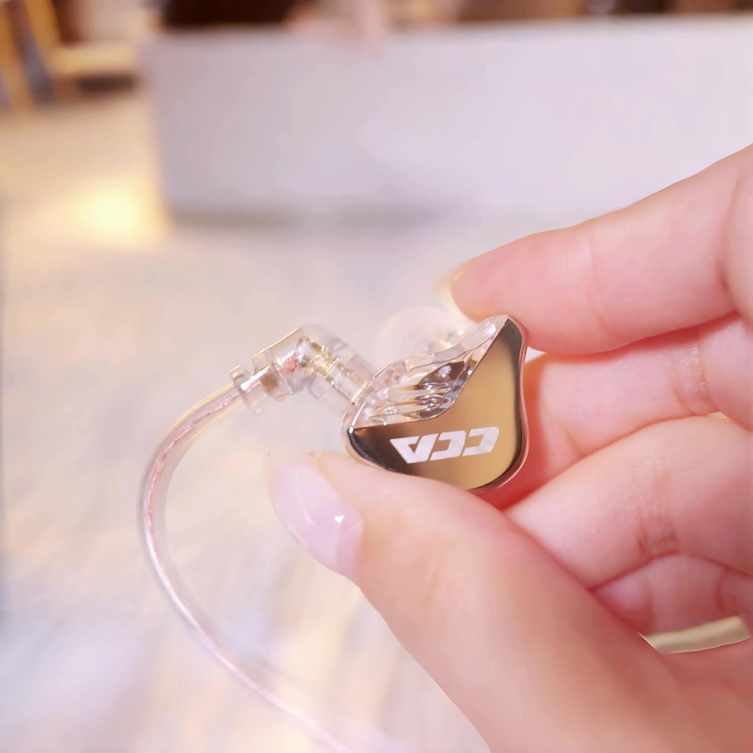 H HIFIHEAR CCA CRA In-Ear-Monitor-Kopfhörer, ultradünne Membran, dynamischer Treiber, IEM-Kopfhörer, klarer Klang und tiefer Bass, Audiophile (weiß, ohne Mikrofon)