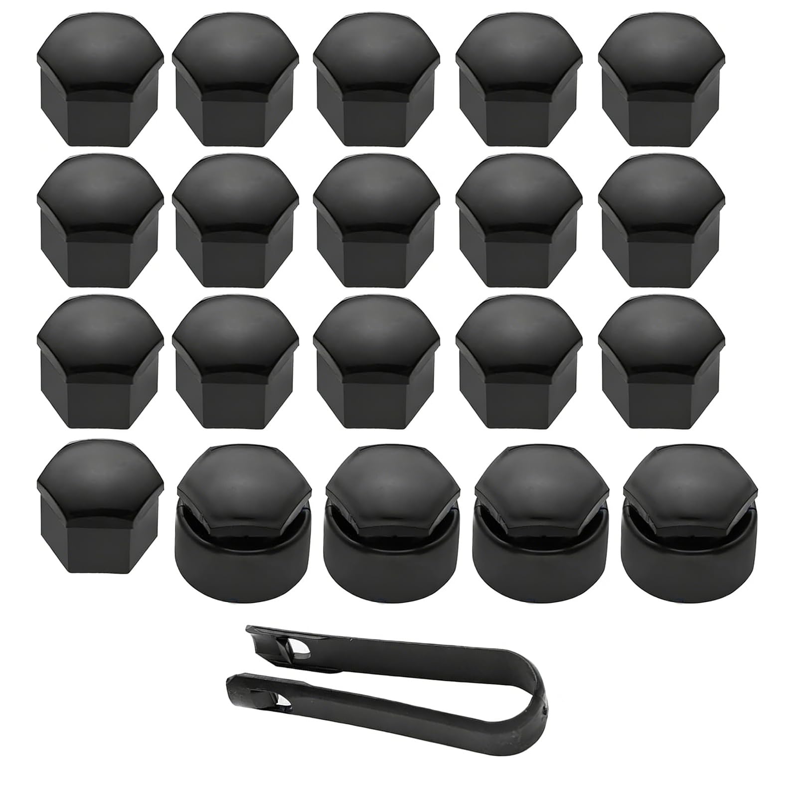 20 PCS 17mm Wheel Nut Covers Set, Wheel Nut Caps Car Bolt Caps with 16 Standard and 4 Locking Covers, Universal Push Fit Protection with Removal Tool, Bolt Cover Gloss Black for Most Vehicles — view 7