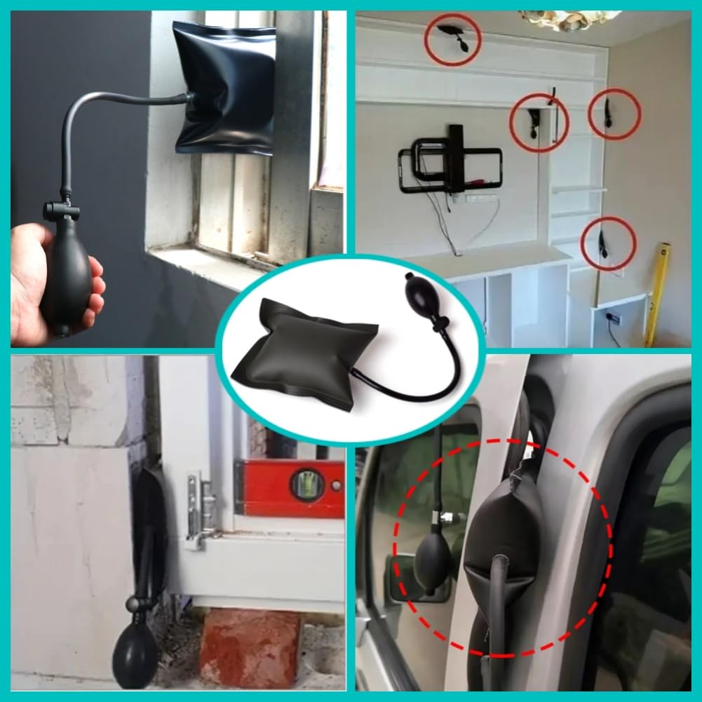 ZDL Coussin Air Wedge,2pcs Coussin de Levage Gonflable,Air Wedge Pump,Air Wedge Coussin Gonflable,Coussin pour Soulever Meuble,Pompe à Air Wedge,Alignement Voiture pour Porte Fenêtre Meuble