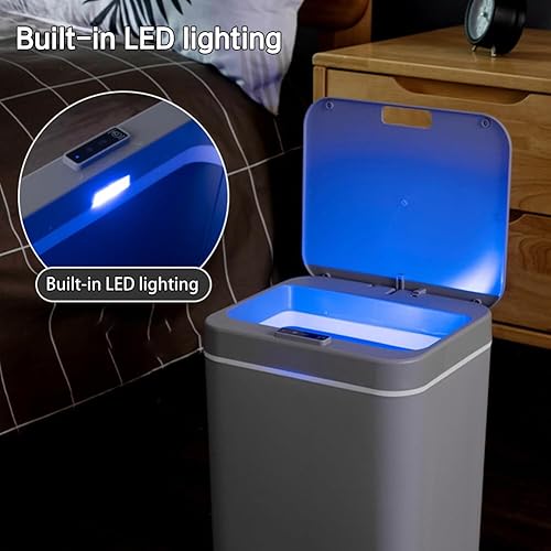 Miniatura 4 de Cubo de basura inteligente de inducción de 12 litros con sensor inteligente con manual de usuario (idioma español no garantizado), cubo de basura